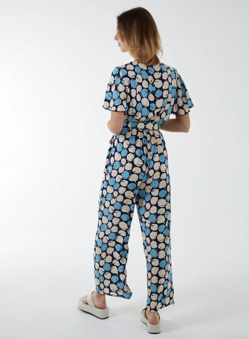 بلو فانيلا Abstract Honeycomb Cross Over Jumpsuit